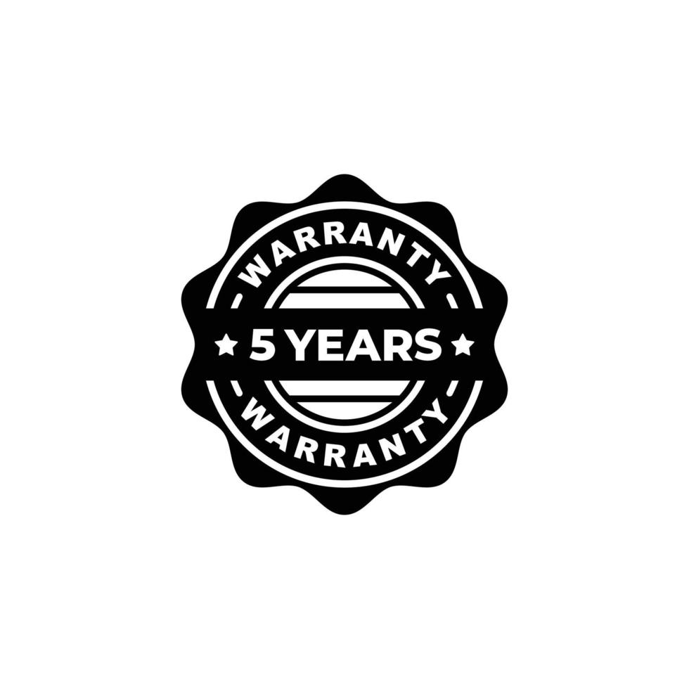 Five years warranty stamp label vector