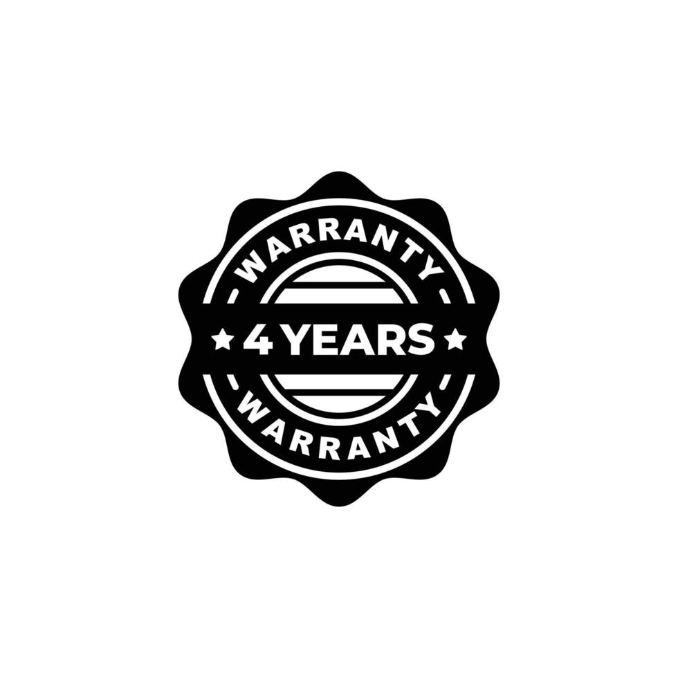 Four years warranty stamp label vector