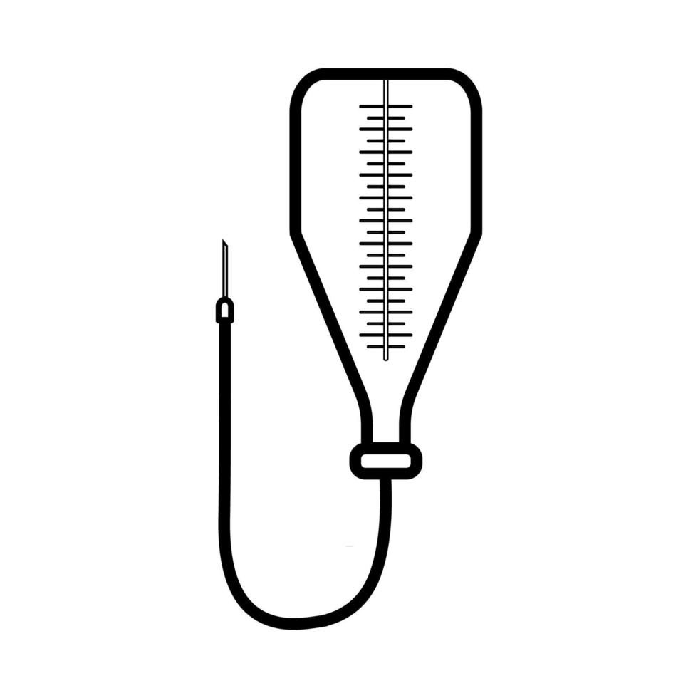 gotero farmacéutico médico con una aguja y un catéter para el tratamiento de enfermedades con medicamentos, un simple icono en blanco y negro sobre un fondo blanco. ilustración vectorial vector