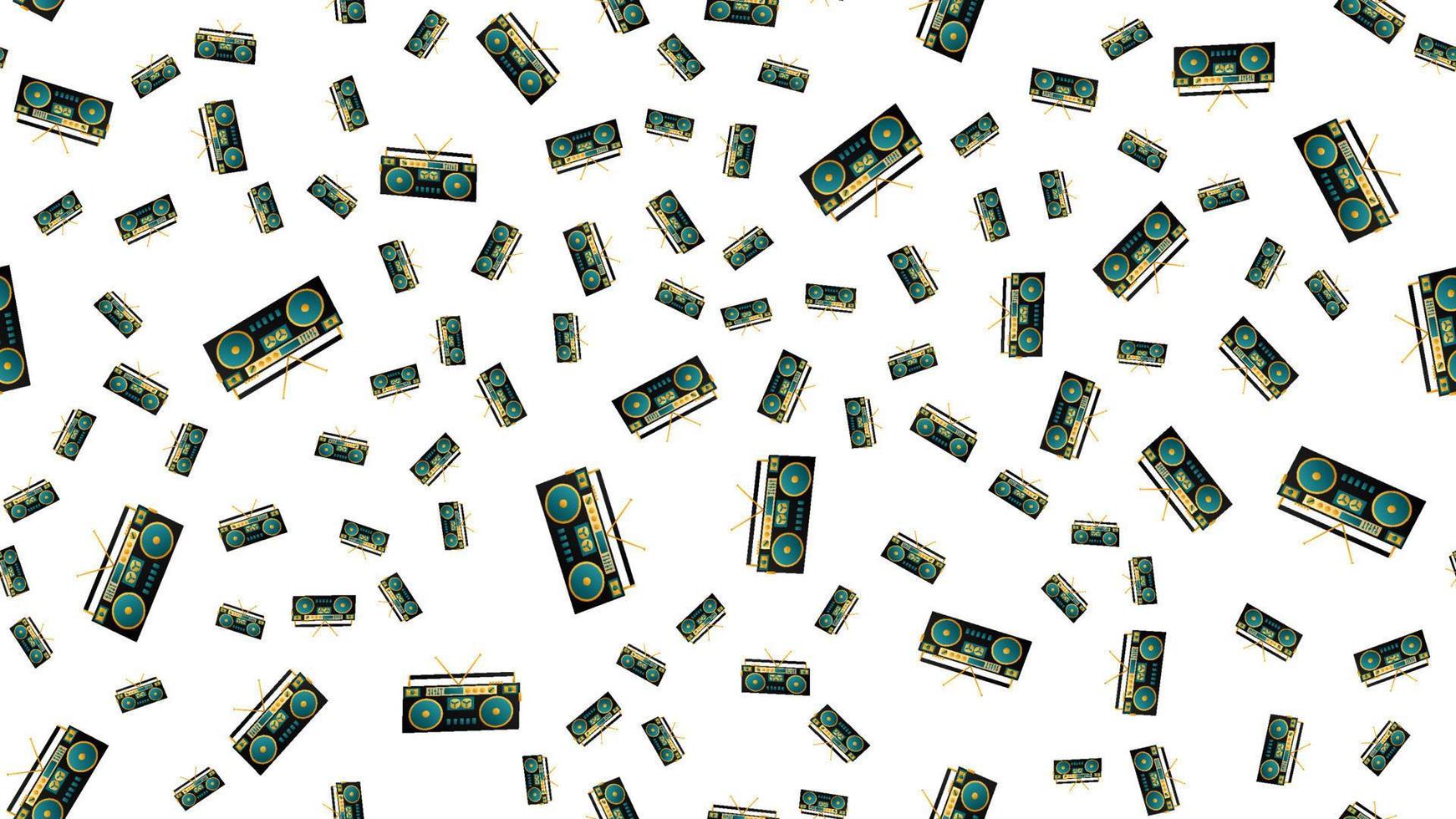 Seamless pattern of retro old hipster musical audio cassettes texture from the 70s, 80s, 90s, 2000s on a white background vector
