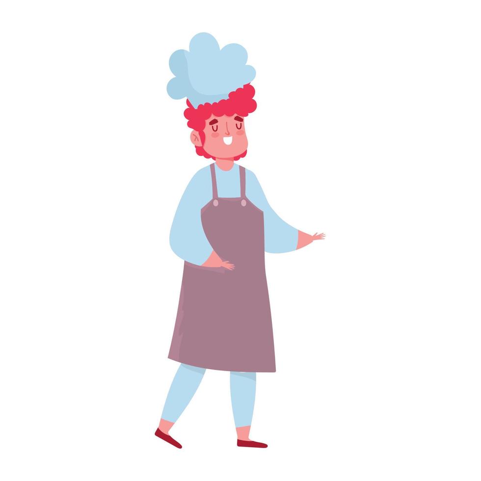 male chef with uniform character cartoon isolated design icon white background vector