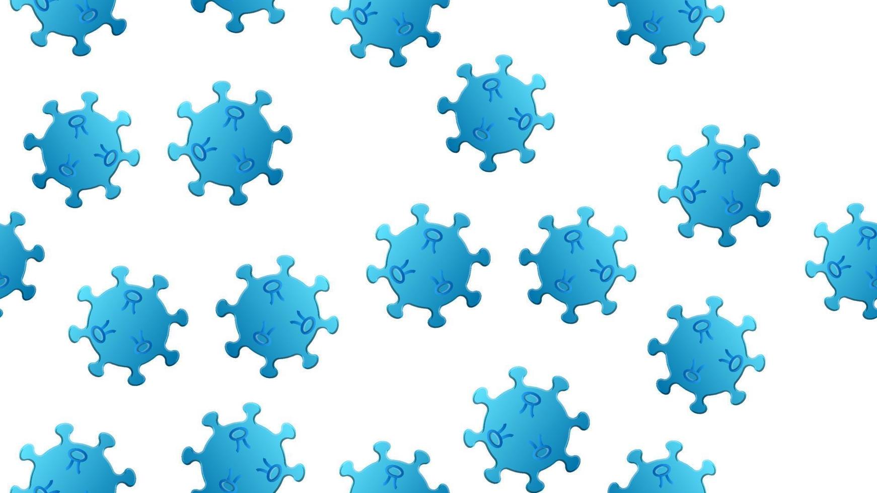 patrón ininterrumpido de virus azules de la bacteria coronavirus enfermedad covid-19 pandemia peligrosa textura infecciosa sobre un fondo blanco vector