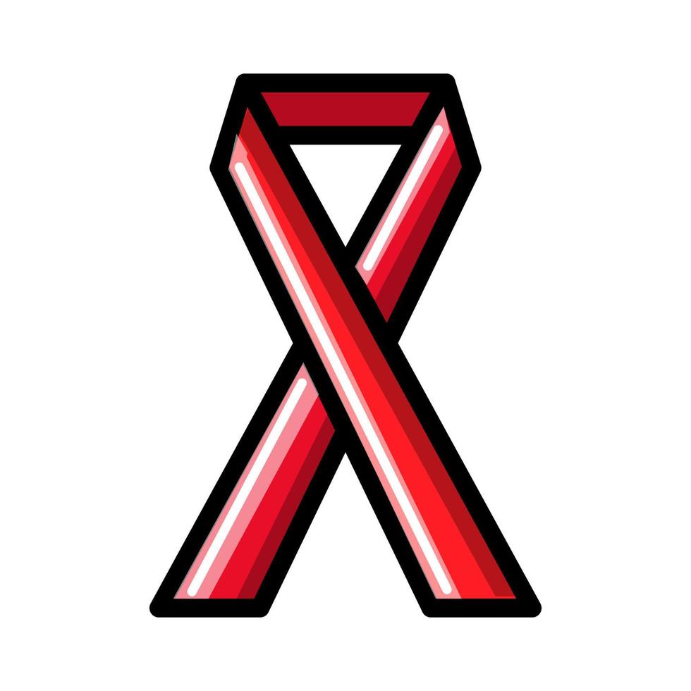 cinta roja médica - el símbolo de la lucha contra el sida, un icono sobre un fondo blanco. ilustración vectorial vector