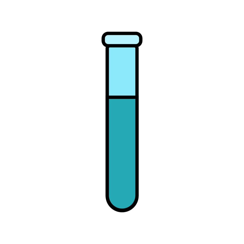 Chemical laboratory medical test tube, flask for drugs and chemical experiments, simple icon on a white background. Vector illustration