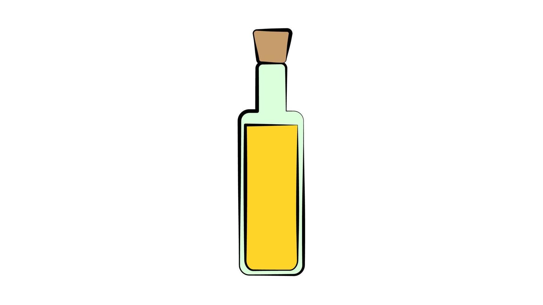 ilustración vectorial aceite en una botella pequeña. aceite de girasol amarillo para freír y añadir a las ensaladas. gráficos vectoriales imagen para diseño vector