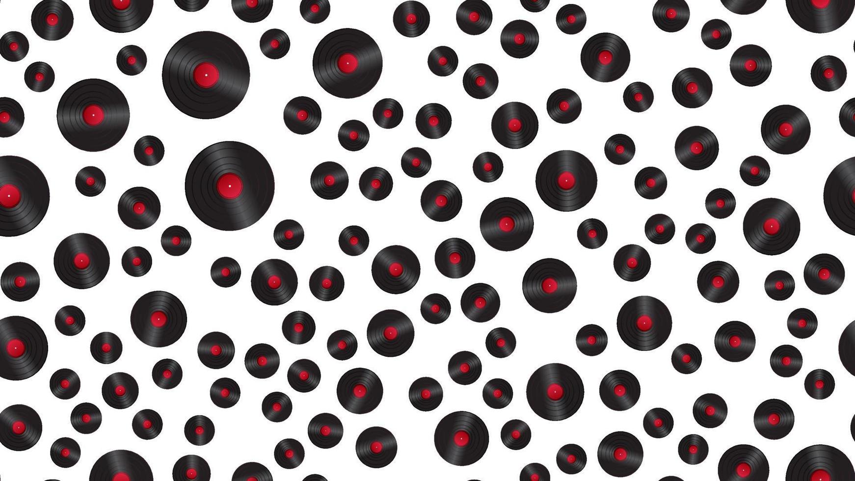 Seamless pattern of retro old hipster musical audio vinyl records from the 70s, 80s, 90s, 2000s on a white background vector