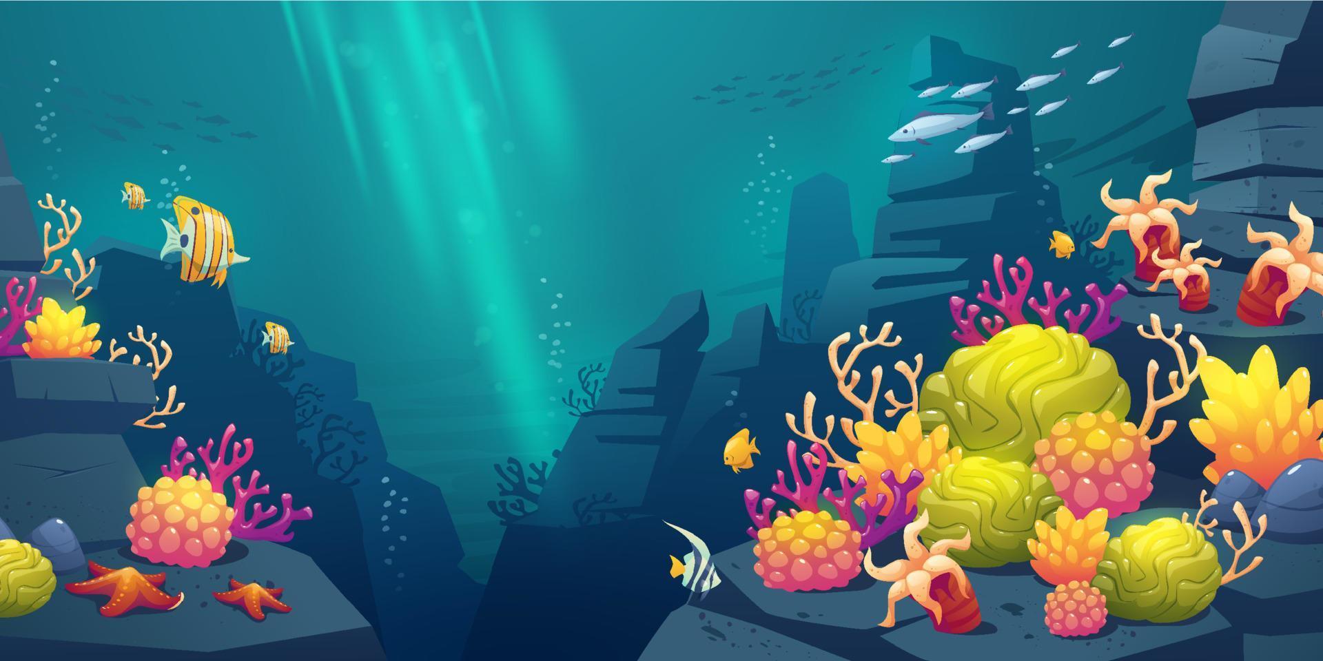 Underwater sea reef landscape with tropical fish vector