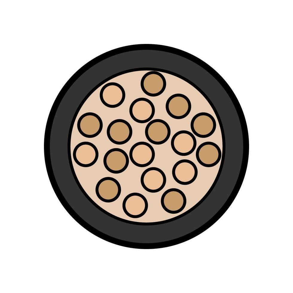 el icono plano es una simple y glamorosa caja de polvos pequeños y redondos con sombra de ojos y bolas de párpados para aplicar maquillaje y restaurar la belleza del cuidado de la piel del rostro. ilustración vectorial vector