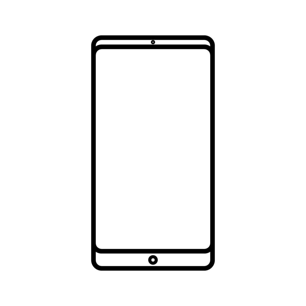 Vector illustration of a black and white modern digital icon of a smart digital smartphone rectangular cellphone with isolated on white background. Concept computer digital technologies