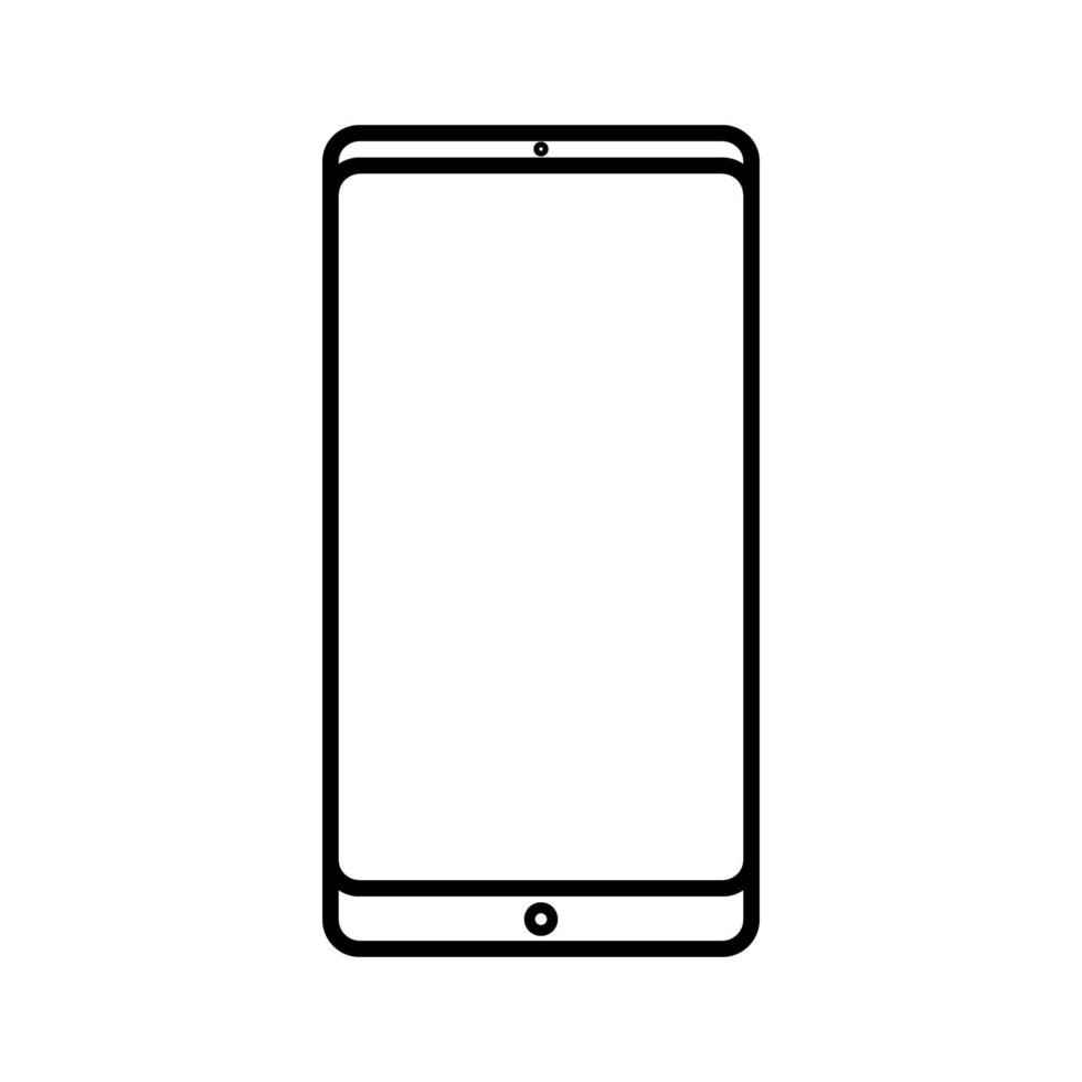 Vector illustration of a black and white modern digital icon of a smart digital smartphone rectangular cellphone with isolated on white background. Concept computer digital technologies