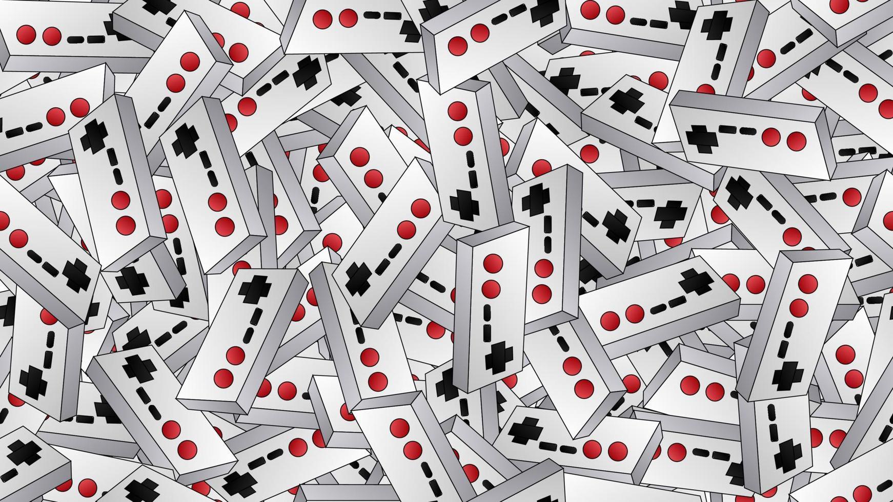 Seamless pattern of retro old hipster video game consoles texture from the 70s, 80s, 90s, 2000s on a blue background vector
