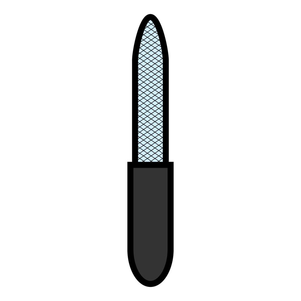 Black iron flat icon is a simple fashionable glamorous cosmic metal nail file, manicure and pedicure guidance. Vector illustration