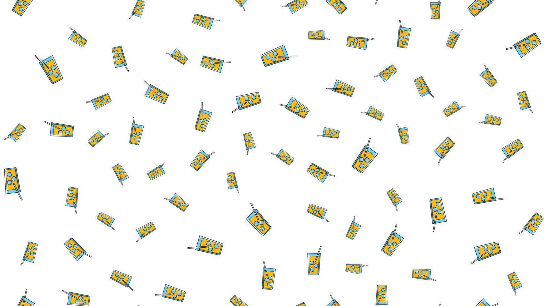 Seamless pattern of repeating alcoholic cocktails in a glass with ice and a straw on a white background. Vector illustration