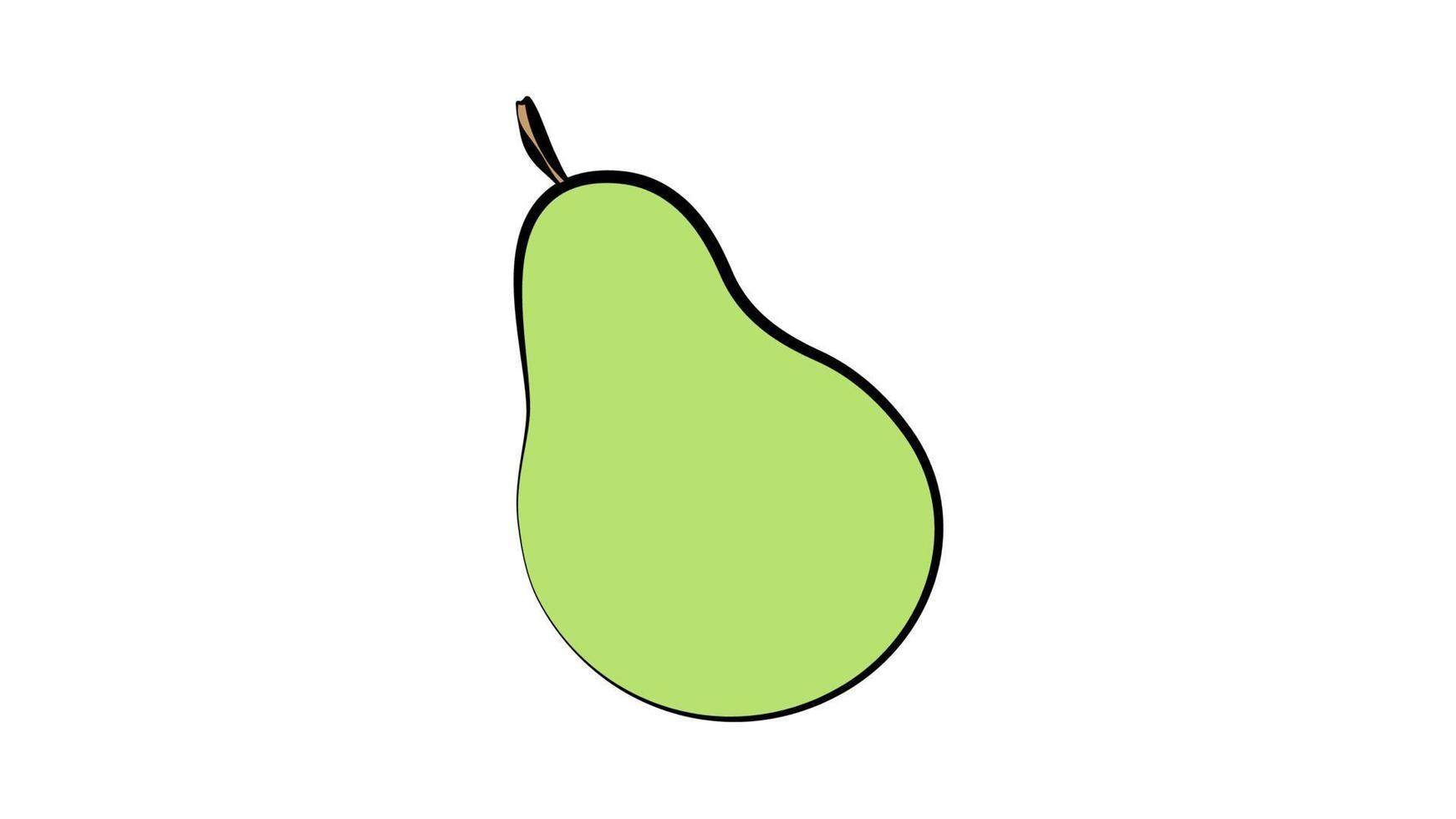 ilustración vectorial pera verde sobre un fondo blanco. lindo dibujo con fruta. pera con una ramita en la imagen. ilustración para un café vector