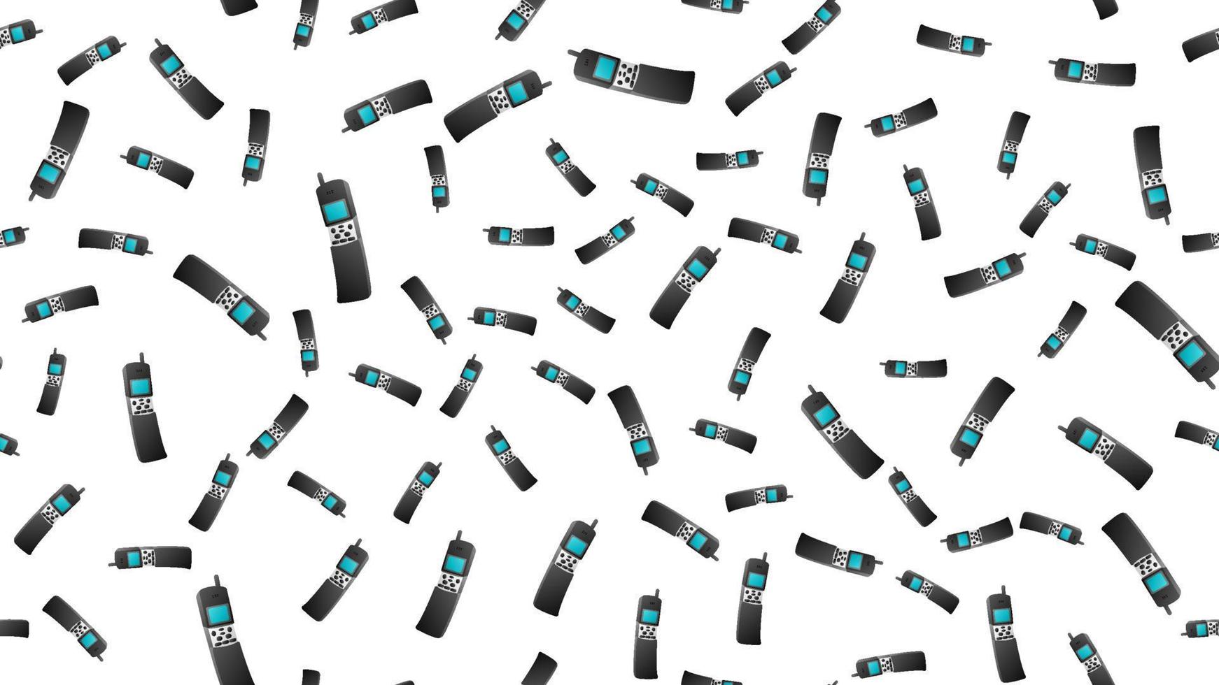Seamless pattern of retro old hipster cell mobile phones from the 70s, 80s, 90s, 2000s on a white background vector