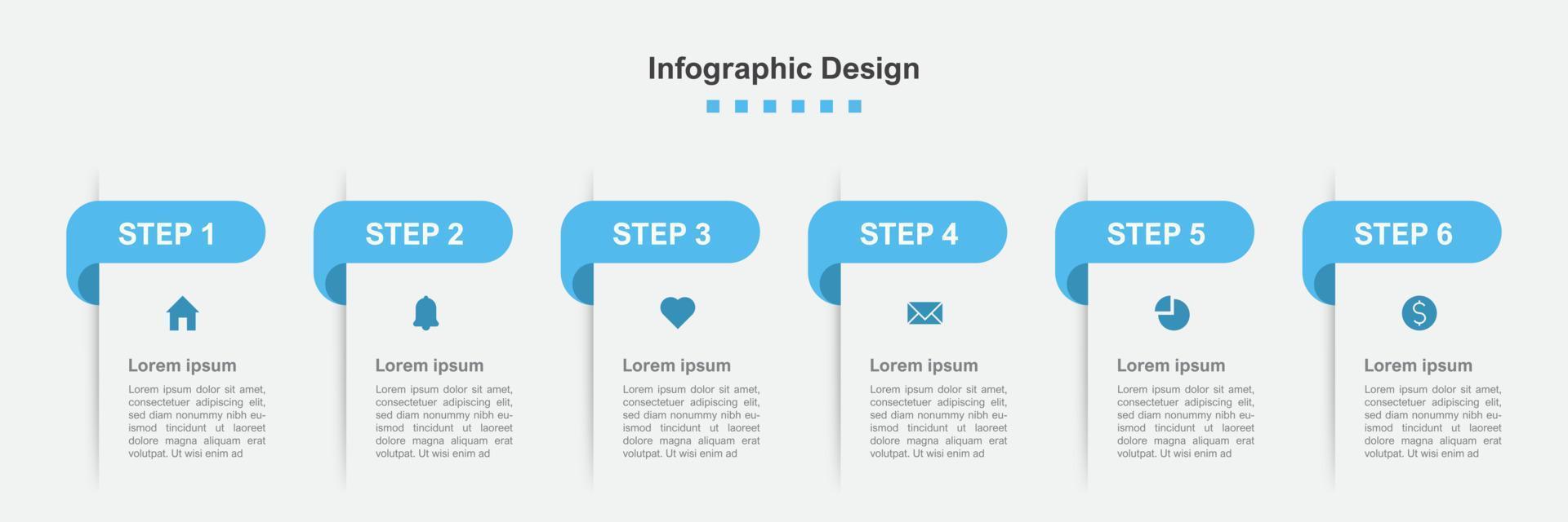 Six Steps abstract business infographic template vector
