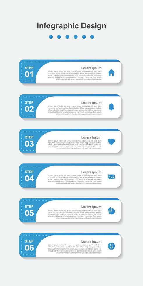 Six Steps abstract business infographic template vector