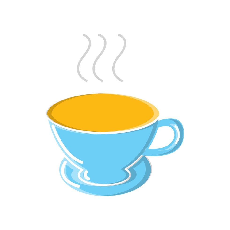 A glass of strong invigorating aromatic quick espresso americano in a ceramic cup with a handle icon on a white background. Vector illustration