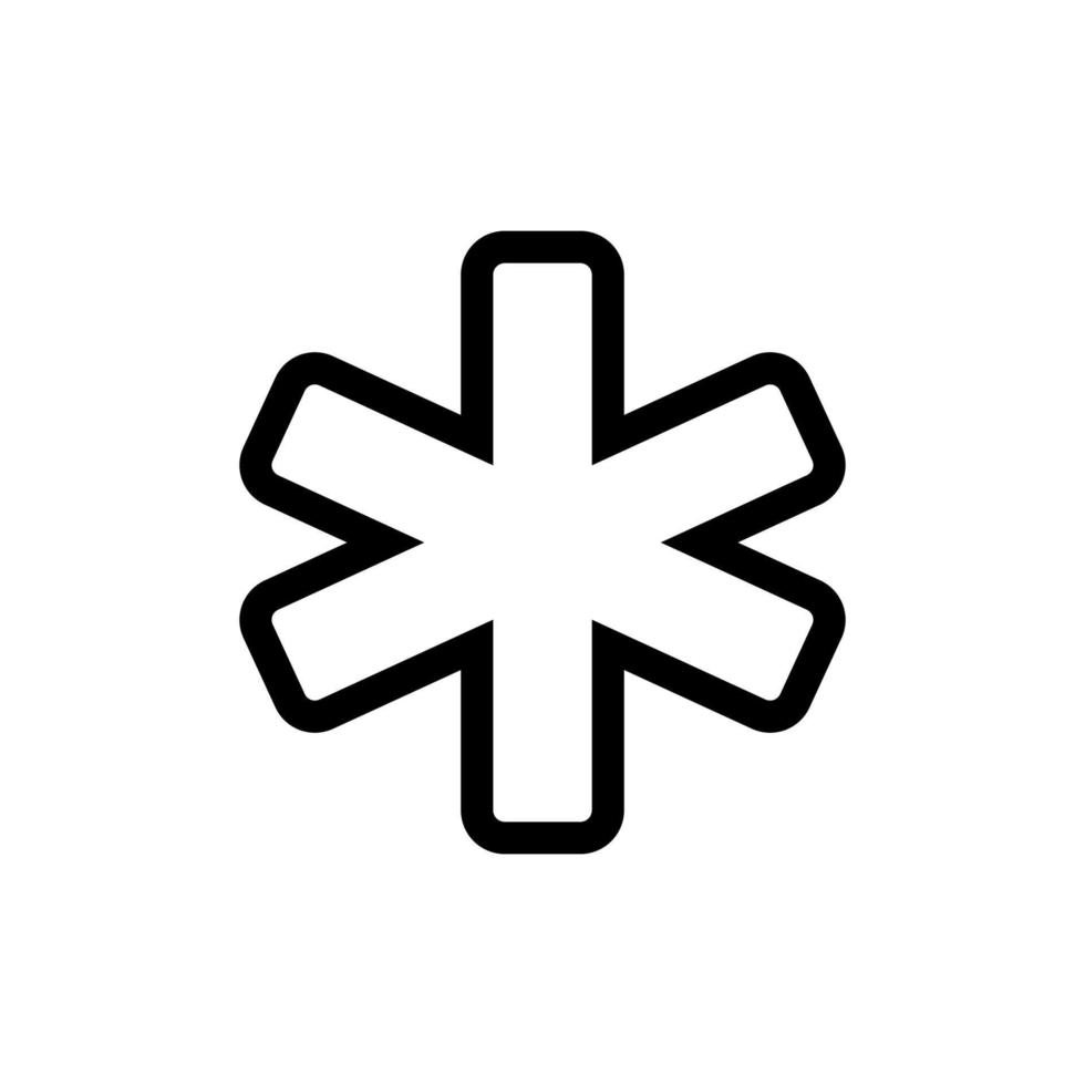 The star of life - medical ambulance symbol, simple black and white icon on a white background. Vector illustration