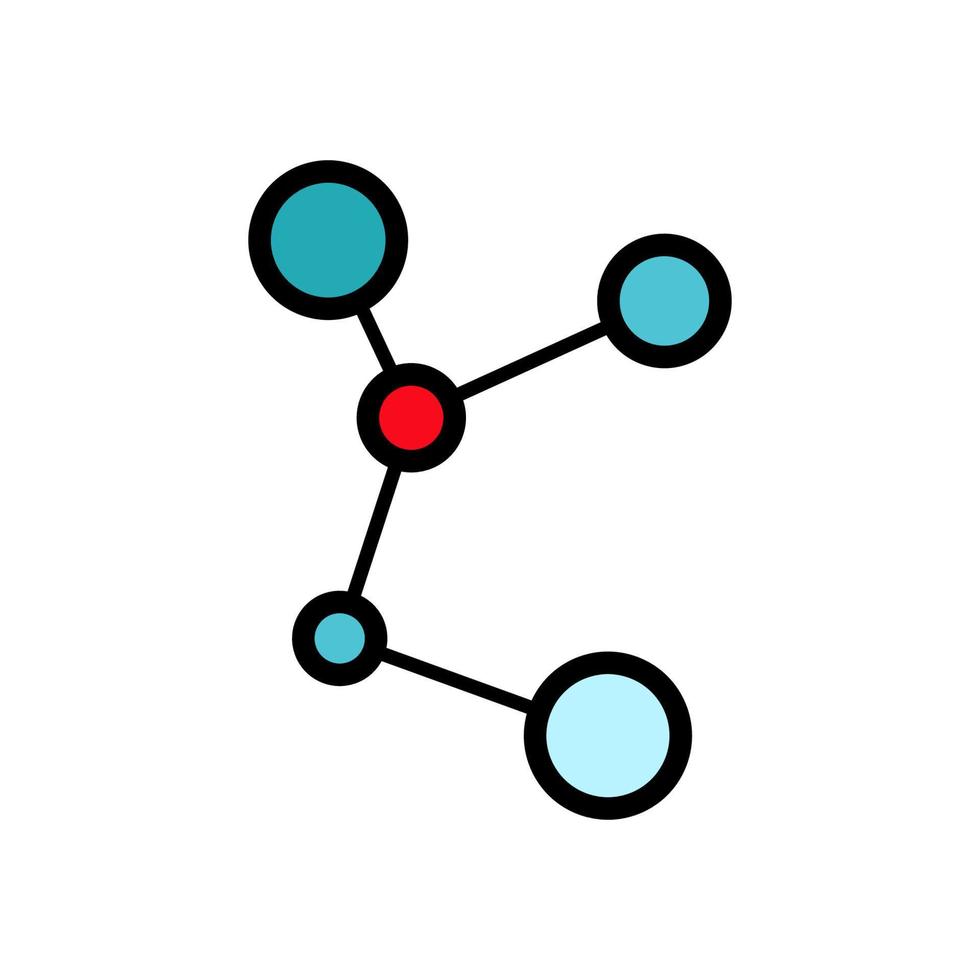 un diagrama químico científico abstracto simple de la estructura de una molécula con átomos y enlaces moleculares de valencias, un icono simple sobre un fondo blanco. ilustración vectorial vector