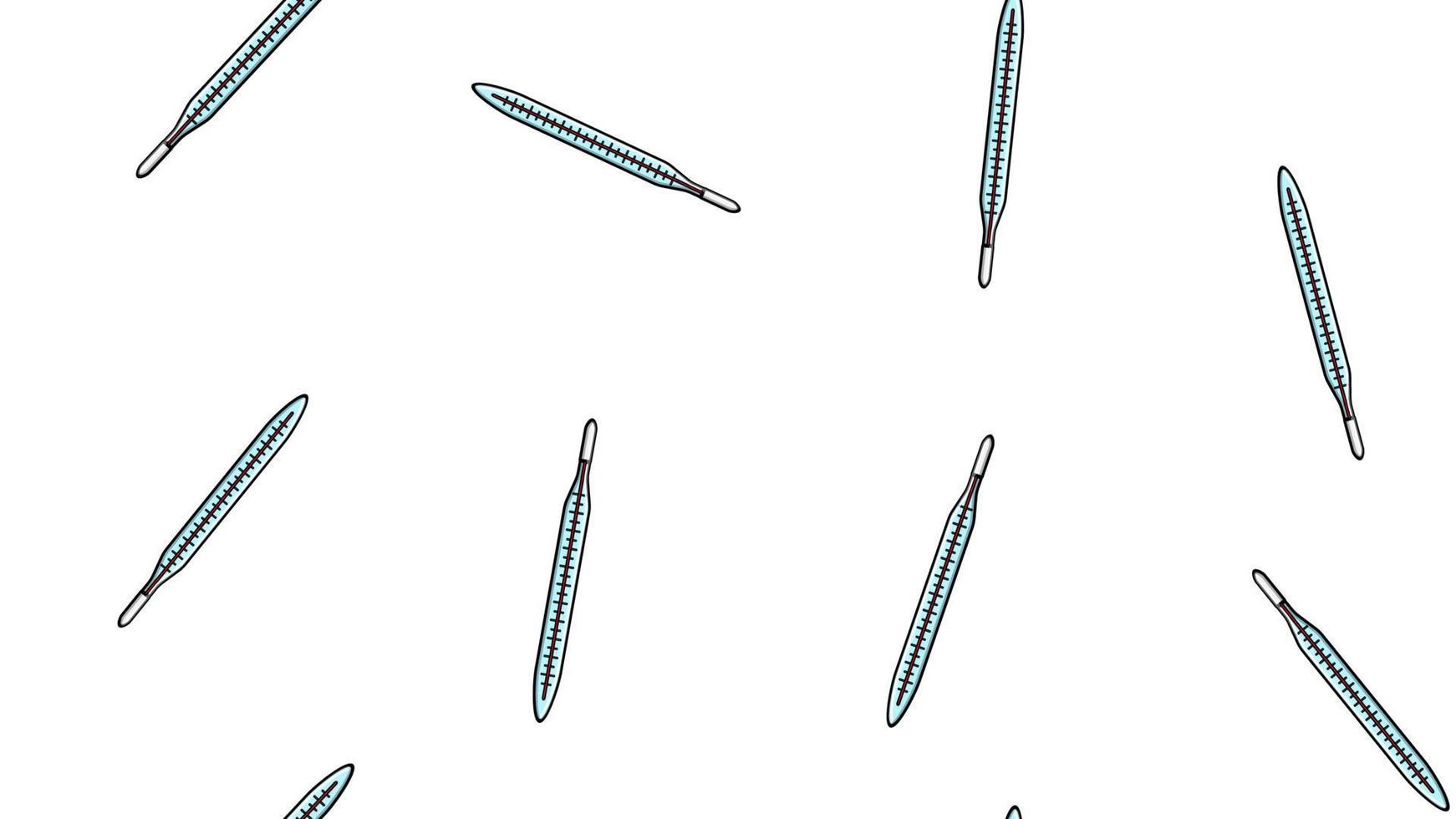 Seamless pattern texture of endless repetitive medical digital mercury glass thermometers for measuring body temperature on a white background. Vector illustration