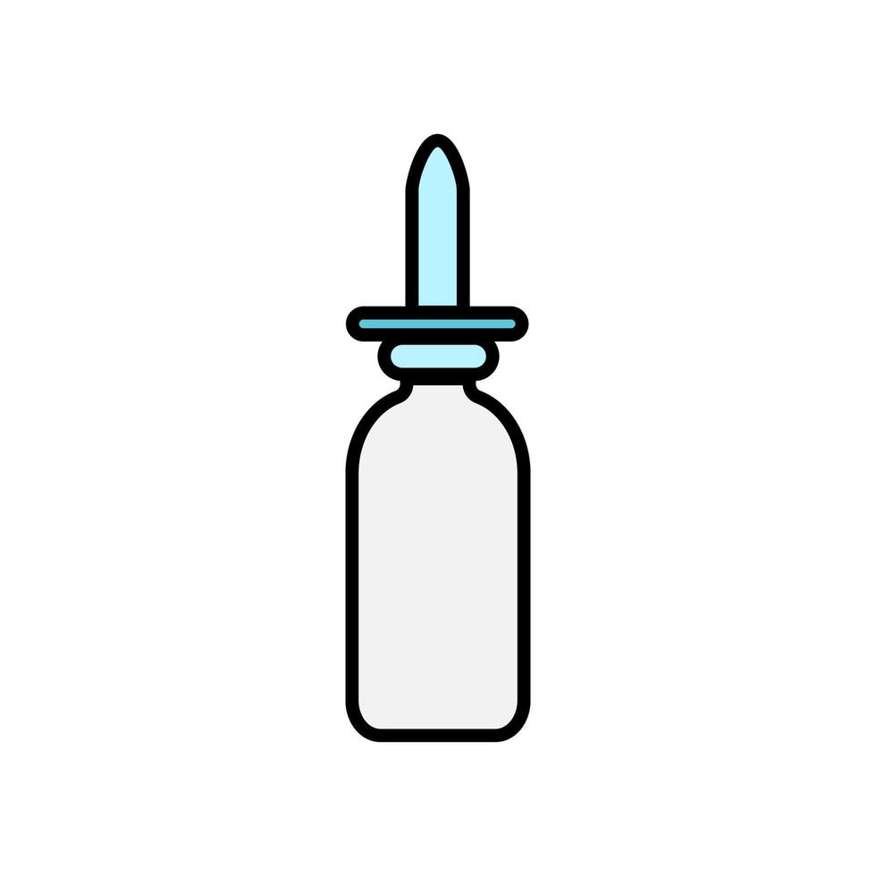 pequeñas gotas nasales farmacéuticas médicas en un frasco para el tratamiento de la rinitis, un icono simple sobre un fondo blanco. ilustración vectorial vector