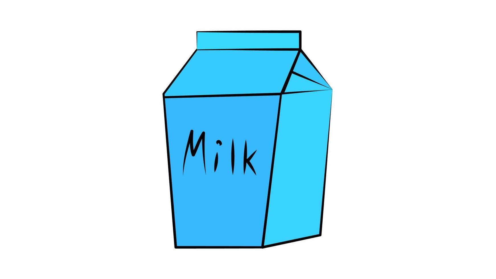 caja con leche sobre un fondo blanco, ilustración vectorial. una gran caja de cartón azul con una bebida. bebida natural, aditivo de café vector