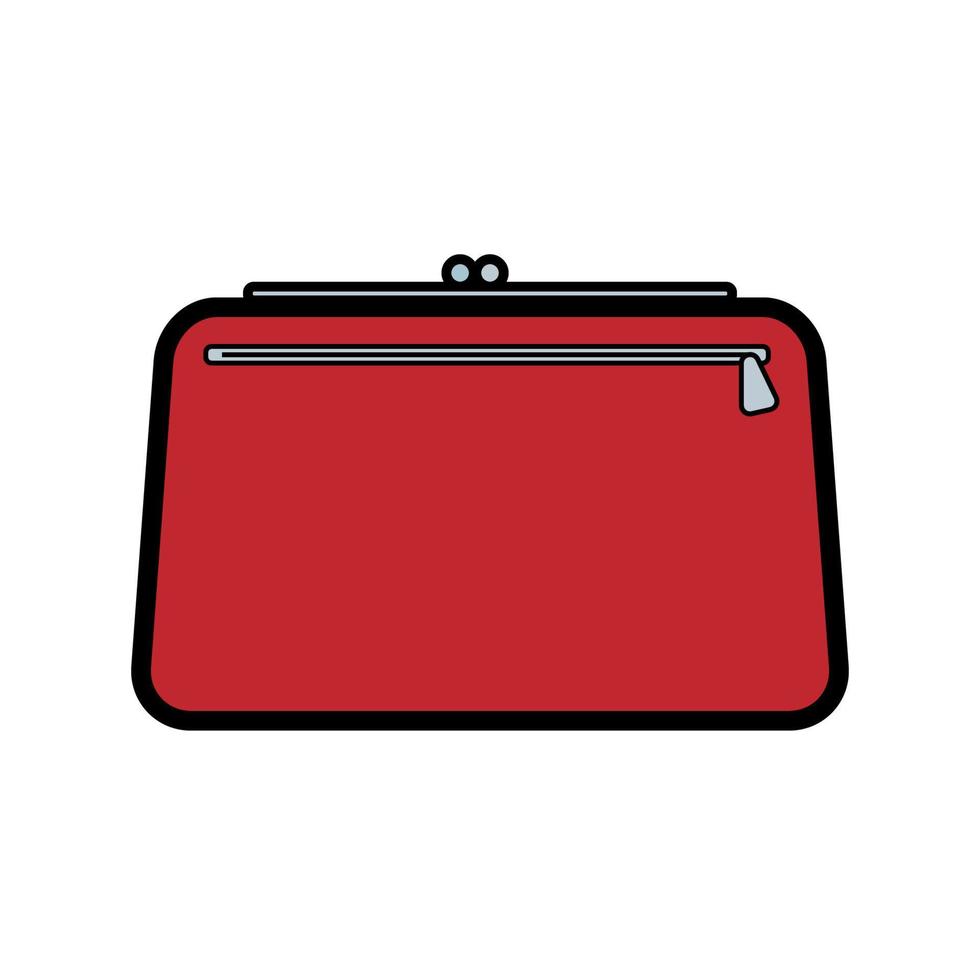 icono rojo plano simple moda glamorosa mujer hermosos bolsos de mano, bolsas de cosméticos, bolsos de mano para guardar cosas y cosméticos. ilustración vectorial vector