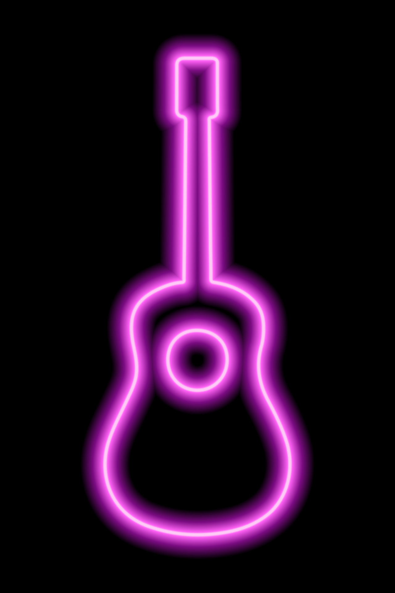Simple pink neon guitar silhouette on a black background 13280052