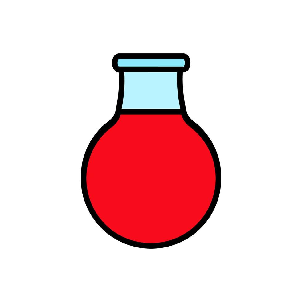 Medical research glass beaker, flask, test tube for research in the laboratory, the study of scientific drugs, a simple icon on a white background. Vector illustration