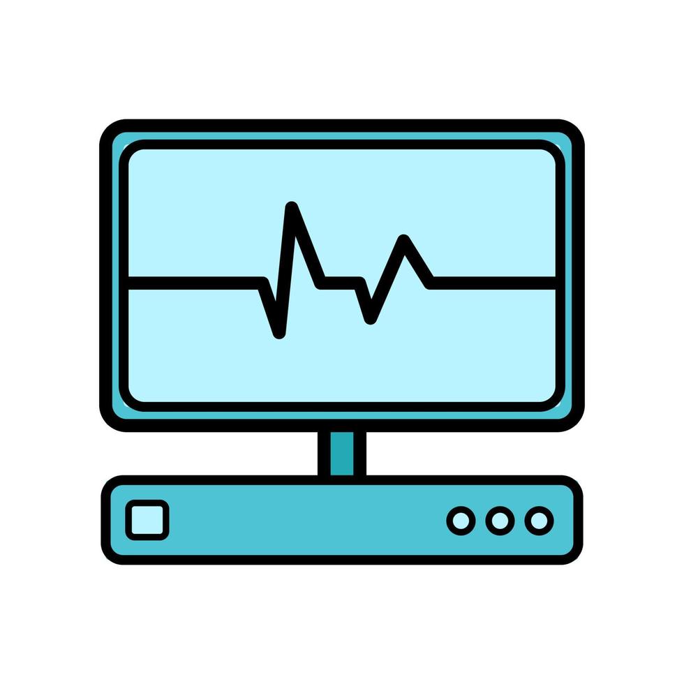 Abstract medical device with a monitor for examination of the heart, ultrasound and cardiogram, a simple icon on a white background. Vector illustration