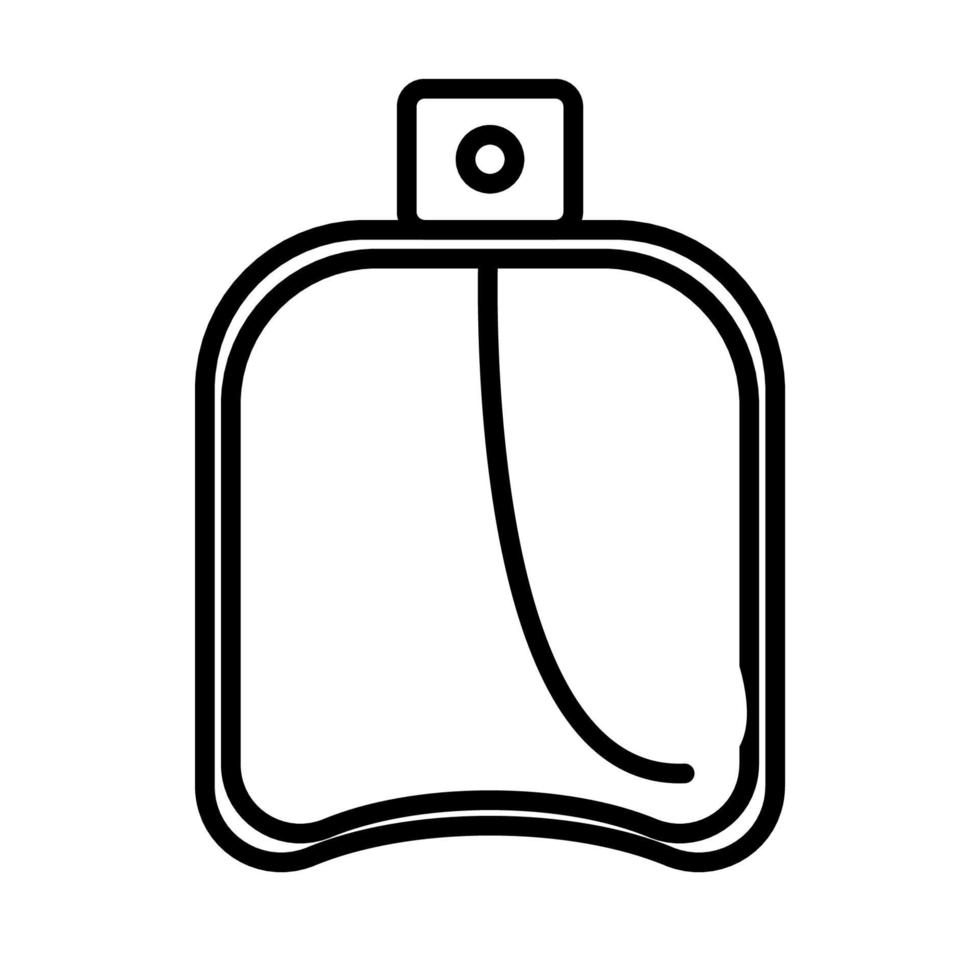 Black and white icon is a simple linear fashionable glamorous cosmetics, glass bottle with perfume, adicolon, toilet water with a pleasant smell and beauty guidance. Vector illustration