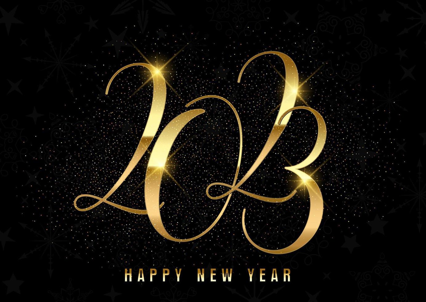 elegant happy new year background with gold numbers vector