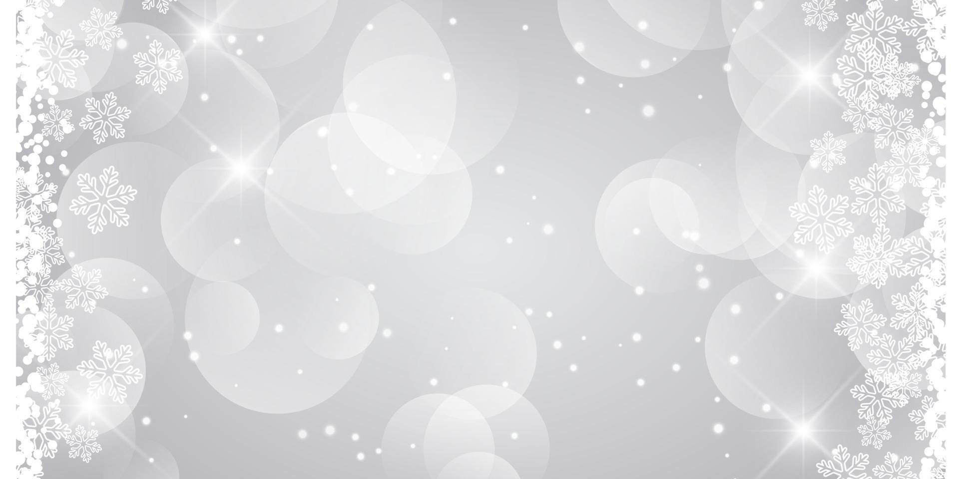 diseño de banner navideño plateado con copos de nieve vector