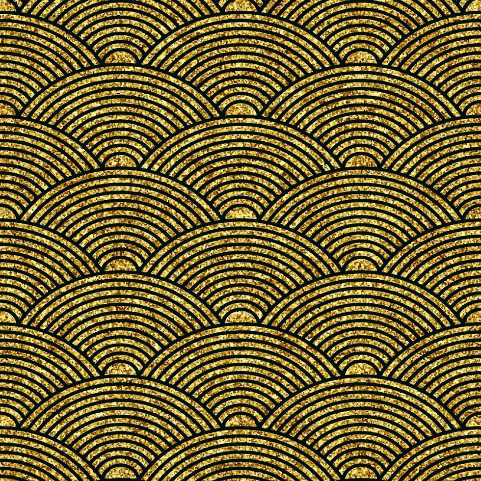 fondo de onda de estilo japonés con diseño de brillo dorado vector