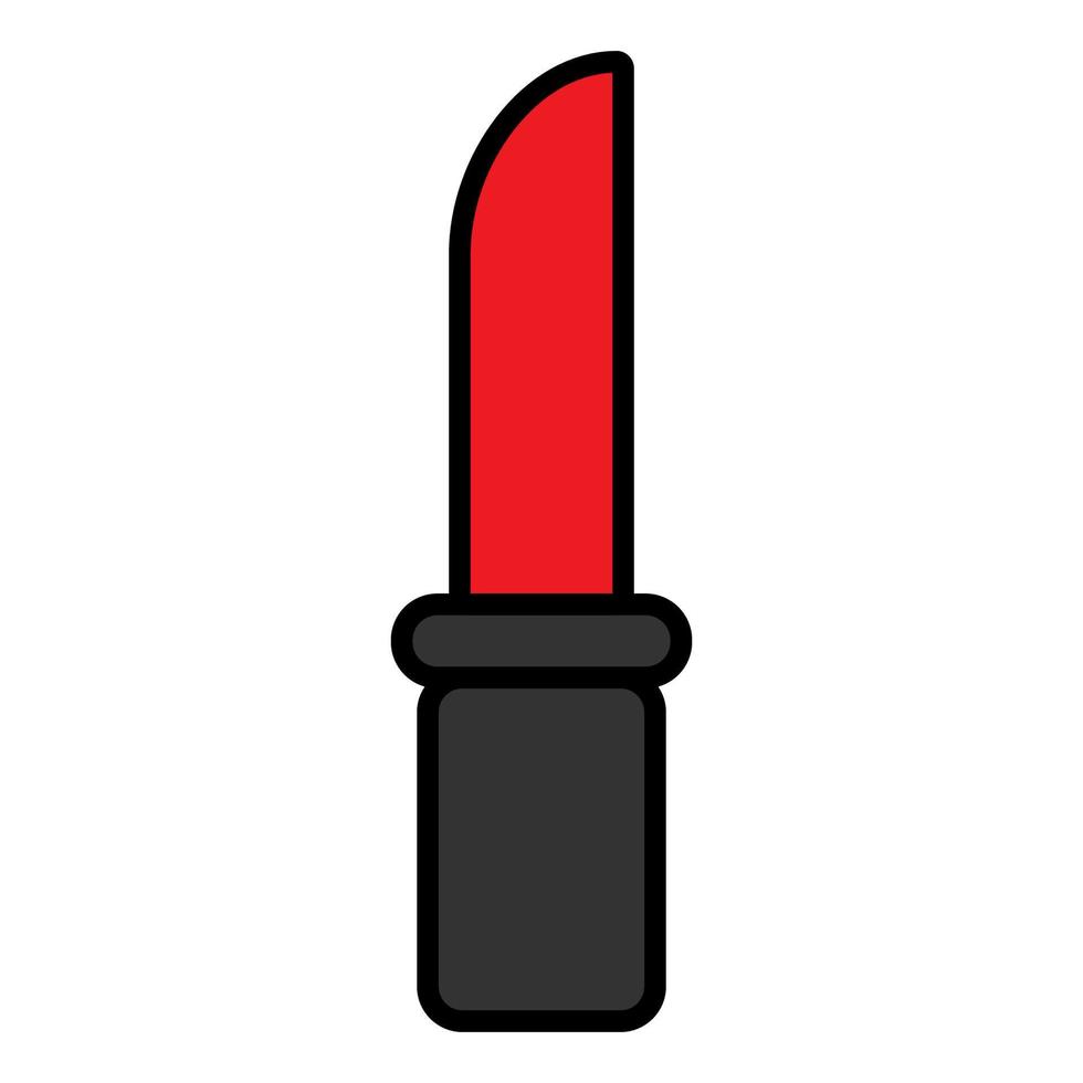 Flat red beautyfull icon simple linear fashionable glamorous cosmetics, lipstick for lip make-up, beauty guidance, make-up. Vector illustration