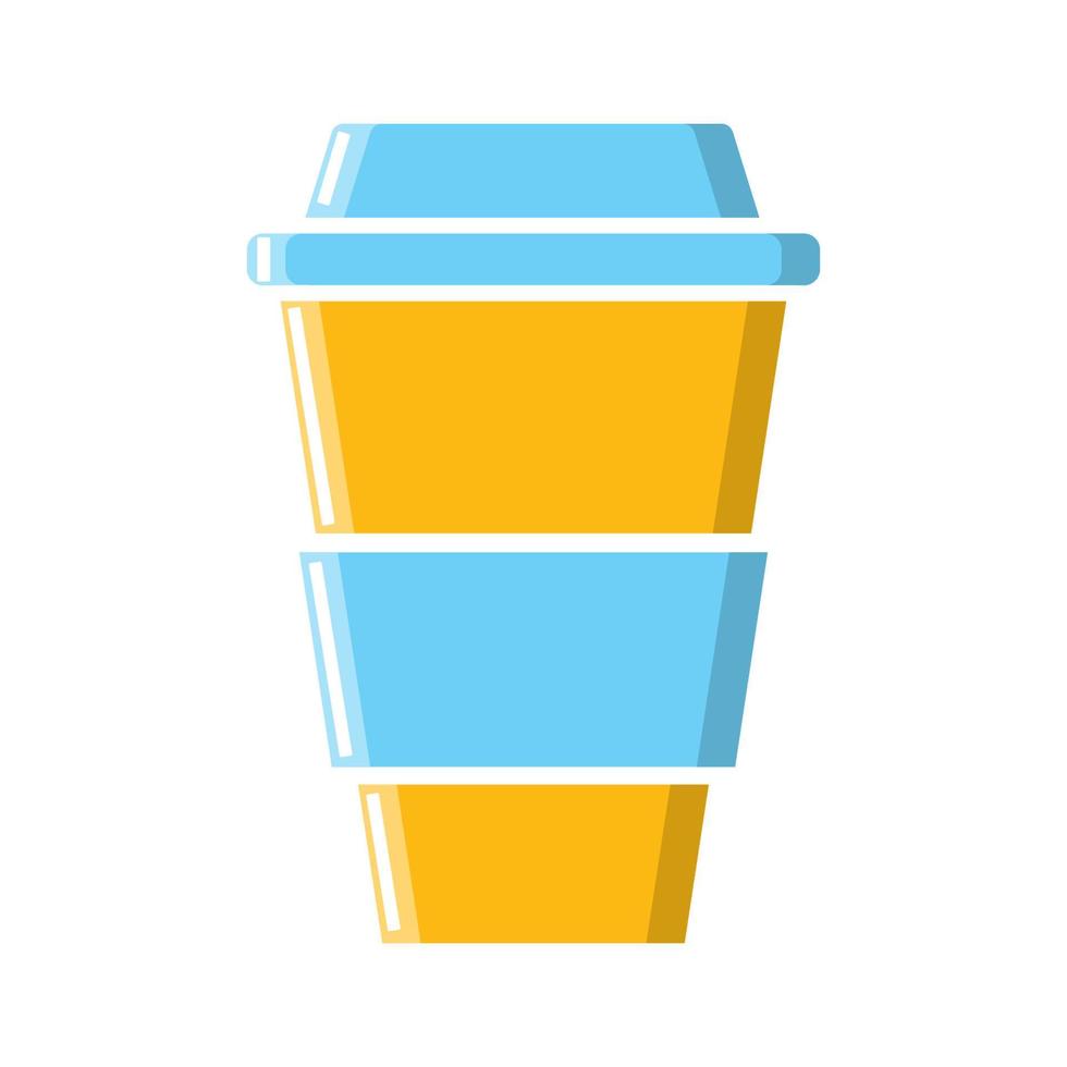 un vaso de café rápido, fragante y vigorizante fuerte en un icono de taza de cartón para llevar sobre un fondo blanco. ilustración vectorial vector
