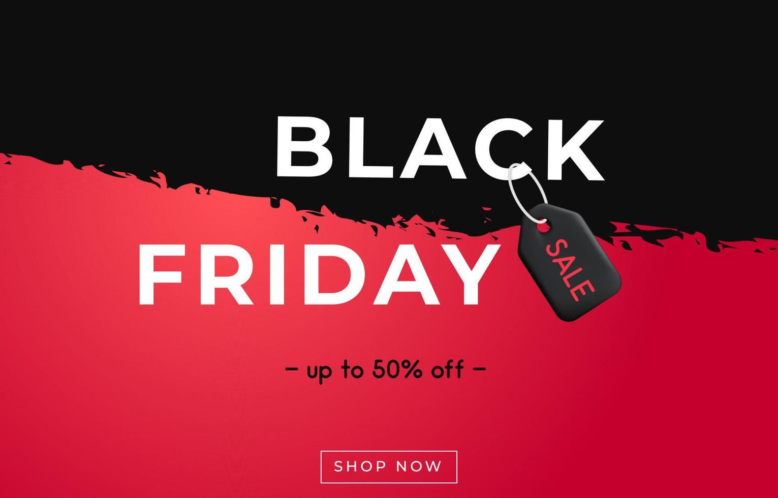 3d vector Black Friday Sale with discount label tag realistic render template horizontal banner design