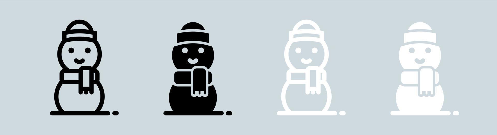 Snowman icon set in black and white. Winter holiday signs vector ...