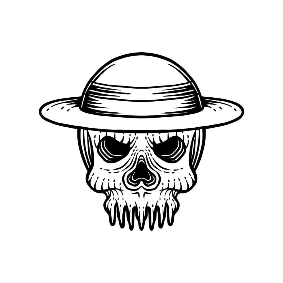 Skull with Straw Hat Accessories vector