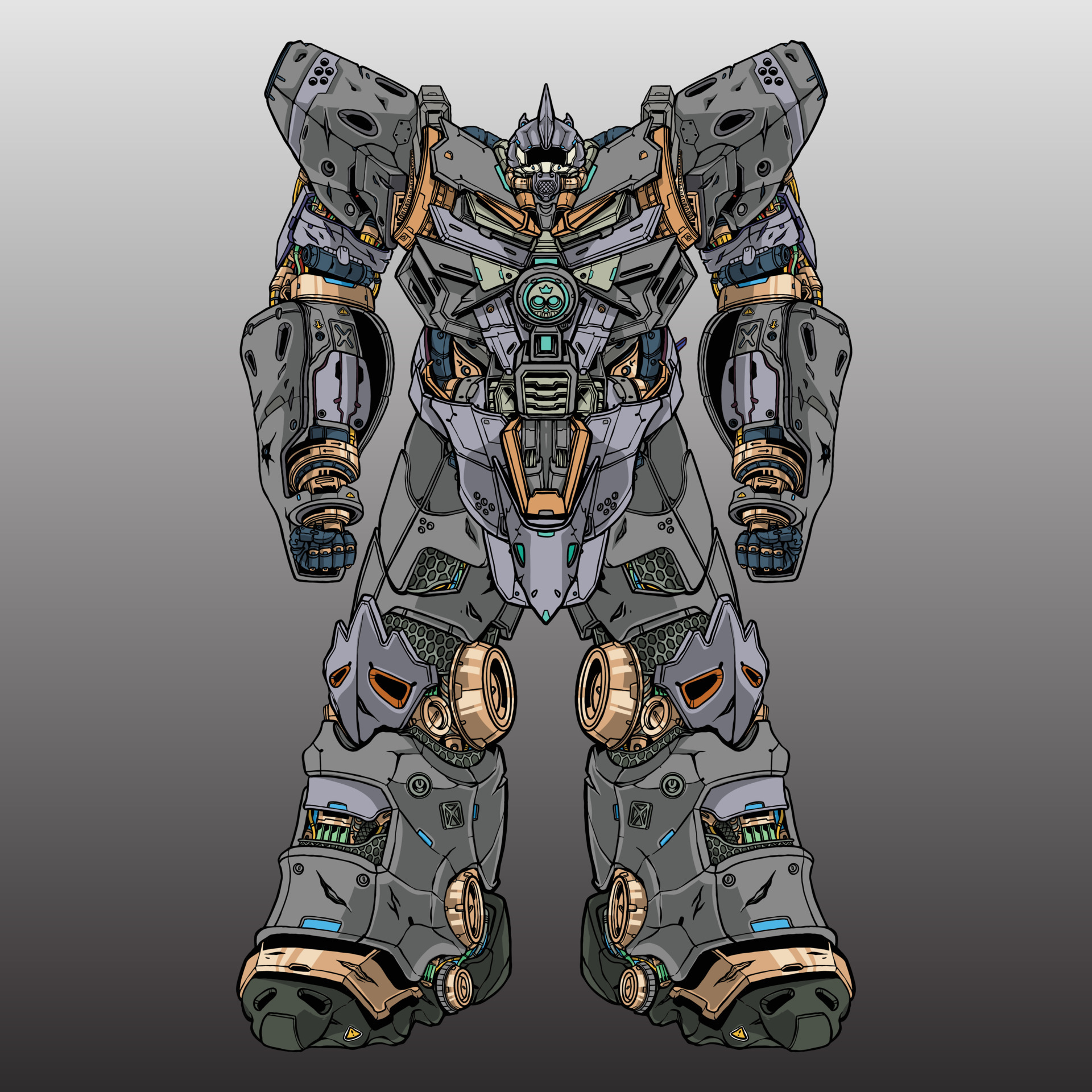 Premium Vector giant mecha robot made with arms body leg arms