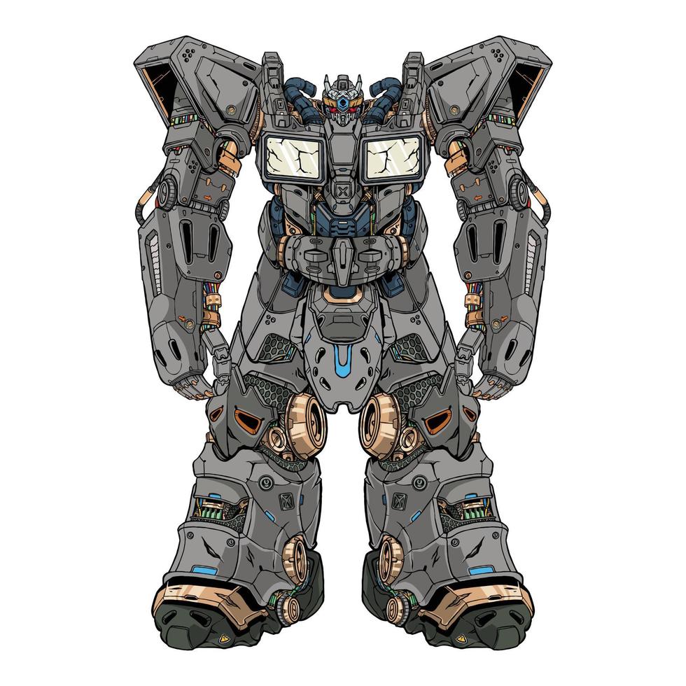 vector premium logo mecha robot hecho con brazos cuerpo pierna brazos ilustración