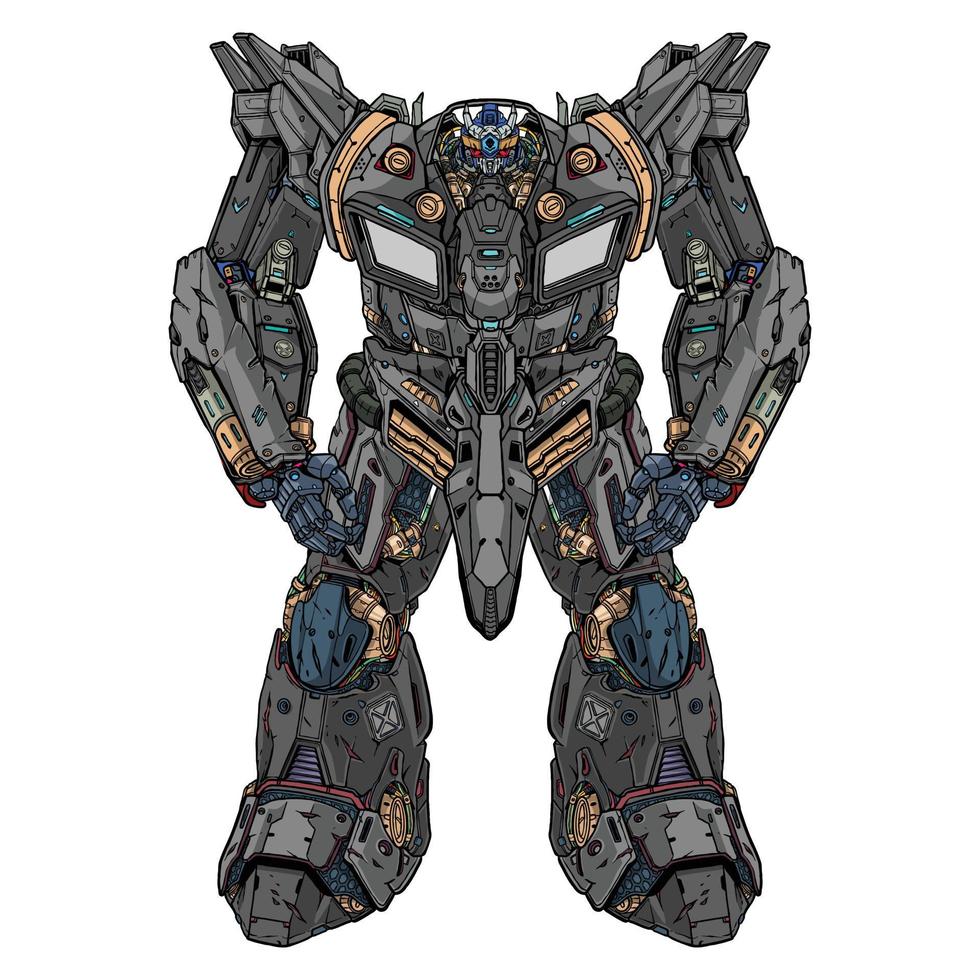 Premium Vector tractor mecha robot made with arms body leg arms illustration