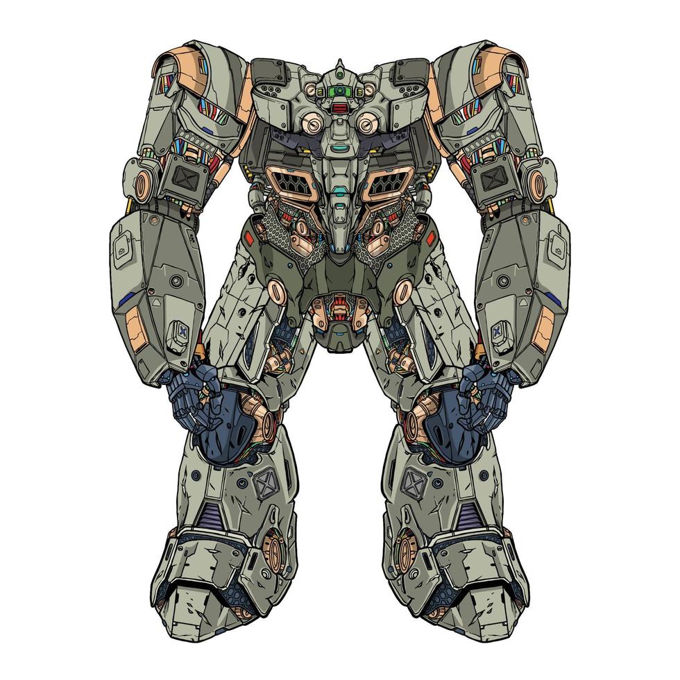 Premium Vector big mecha robot made with arms body leg arms illustration