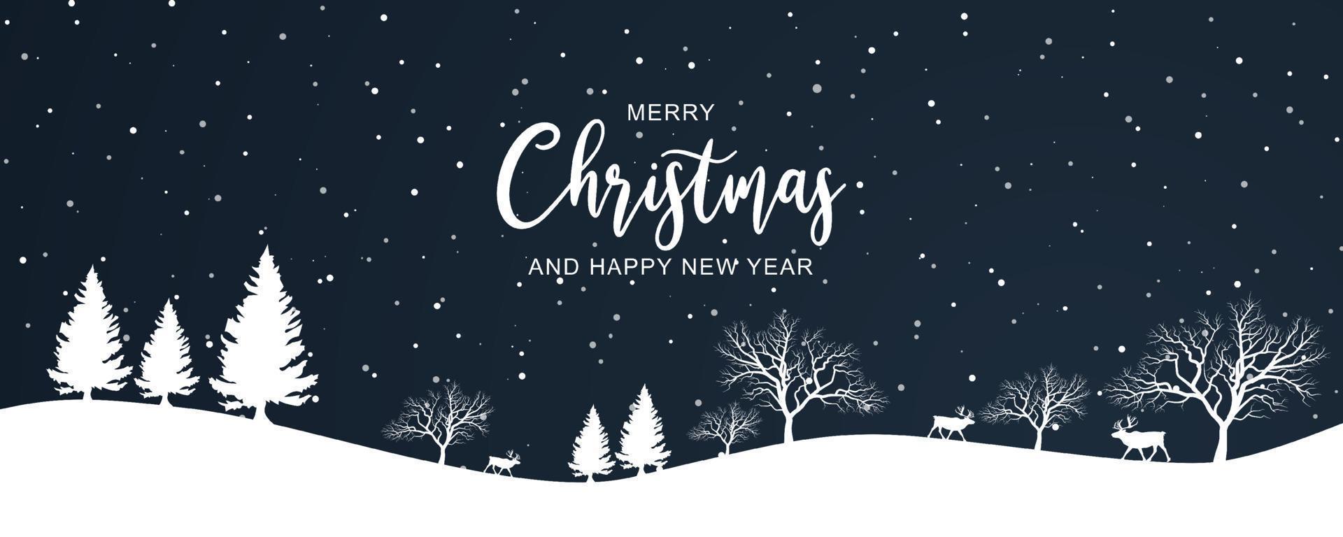 Christmas banner with landscape silhouette design vector