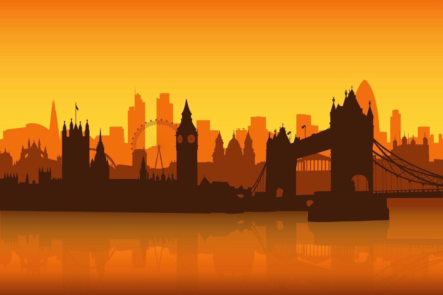 London skyline with water reflection vector