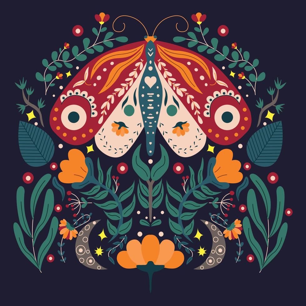 hermosa ilustración de trabajo de arte creativo de primavera con flores y mariposas. cartel floral, pancarta, arte de pared, diseño moderno, tarjeta, impresión vector