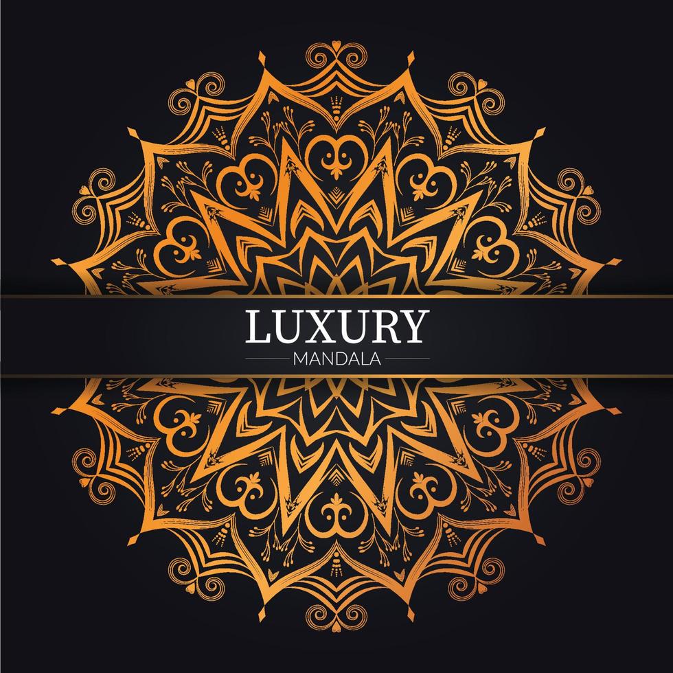 Luxury ornamental mandala design background in gold color vector