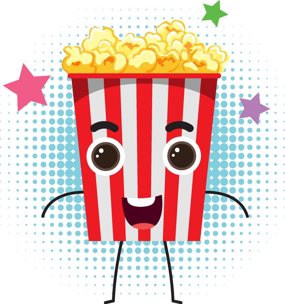 Popcorn bucket with face expression vector