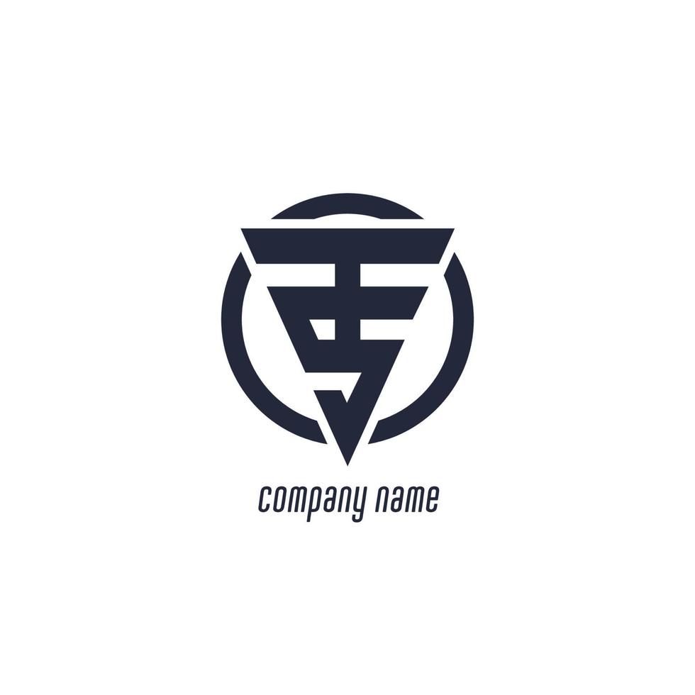 TS monogram logo. Ts minimalist initials in a triangle shape on a circle or icon for any company or business. Black and white vector illustration